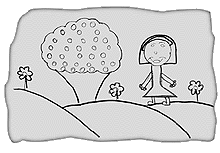 a menina, a �rvore, as flores